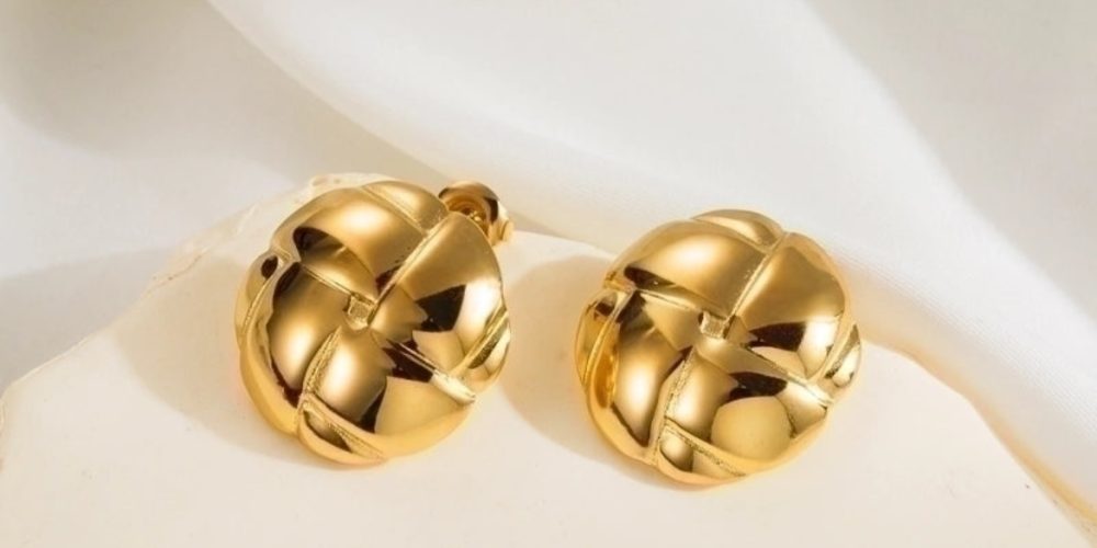 1 Pair Simple Style Classic Style Argyle Stainless Steel 14K Gold Plated Ear Studs �18
