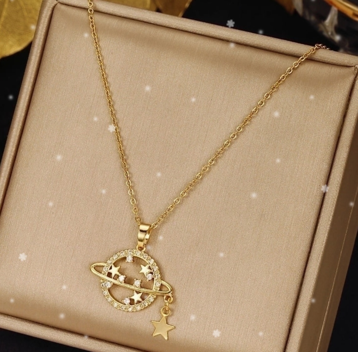 Elegant Simple Style Stainless steel Plating Inlay Zircon Pendant Necklace Planet �23