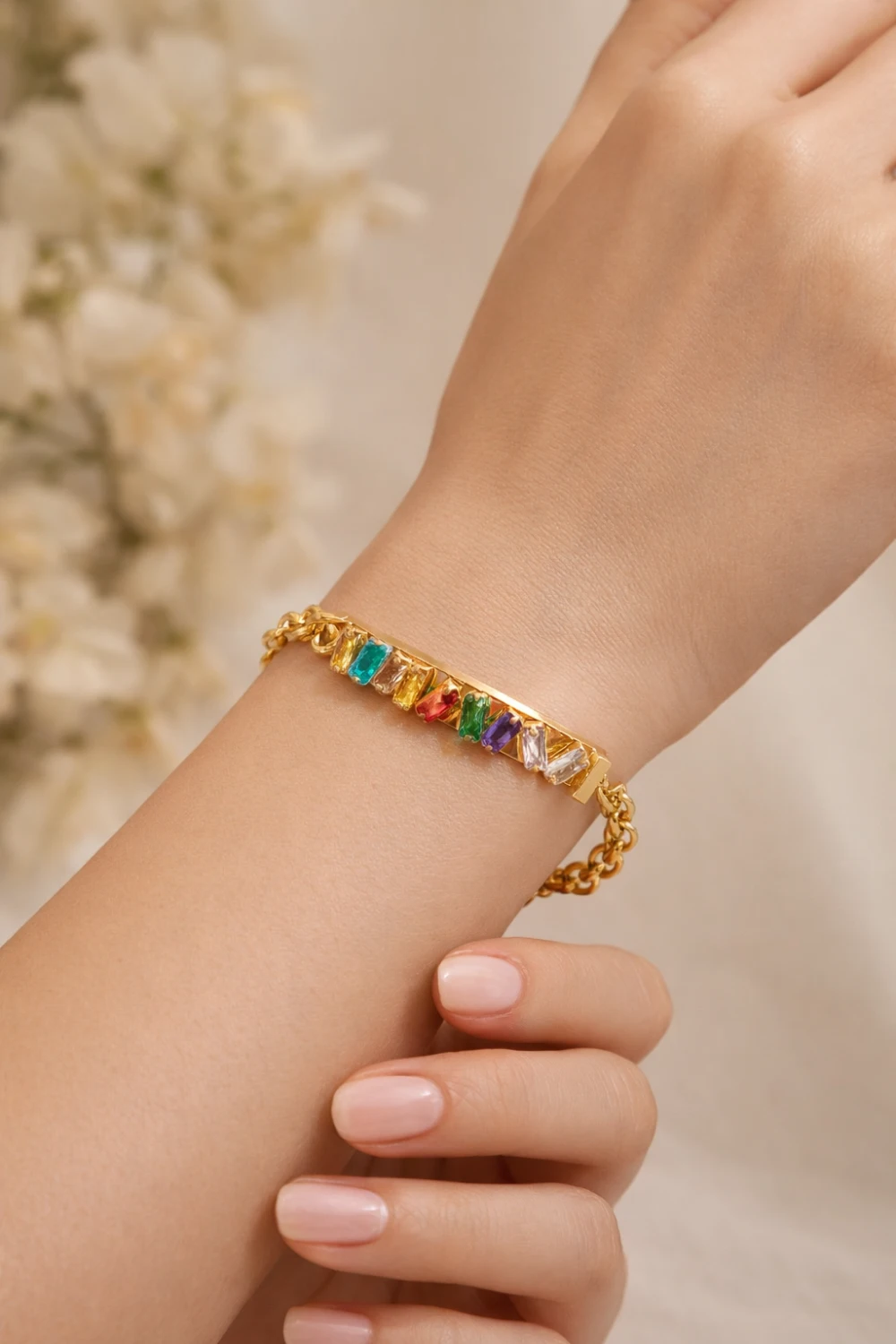 Ellipse Stainless Steel 18K Gold Plated ( Golden Bamboo Joint Diamond Bracelet) 29.00 5 1 (1)