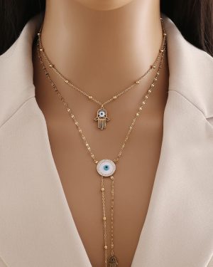 Expressive Eye Chinese Zodiac Animal Insect Stainless Steel Necklace Palm �28