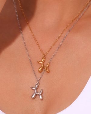 Fashion Dog Chinese Zodiac Animal Stainless Steel 18K Gold Plated Necklace Gold �25 1
