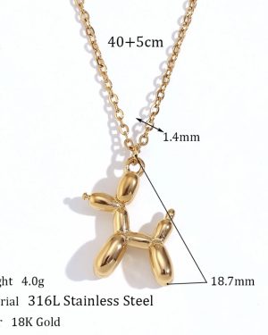 Fashion Dog Chinese Zodiac Animal Stainless Steel 18K Gold Plated Necklace �25