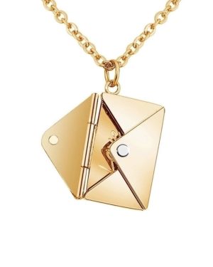 Fashion Envelope Stainless Steel Titanium Steel Plating Pendant Necklace Golden Love You Card �23
