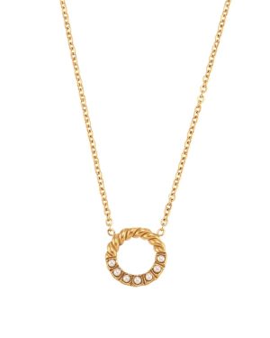 Fashion Geometric Stainless Steel 18K Gold Plated Necklace Gold Pearl�23