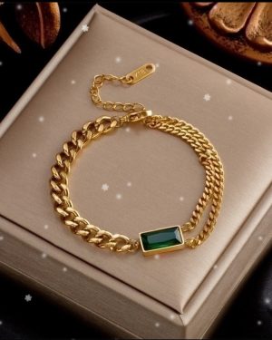 Fashion Geometric Titanium Steel Plating Inlay Zircon Bracelet Gold Square Lvzuan �29