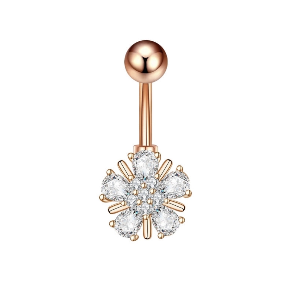 Fashion Inlay Zircon Belly Ring Rose Gold �18