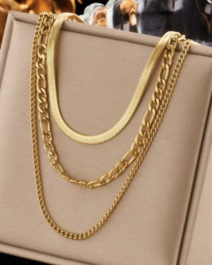 Fashion Square Chain Titanium Steel Electroplating Necklace �29