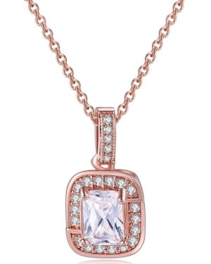Fashion Square Copper Inlay Zircon Necklace �28