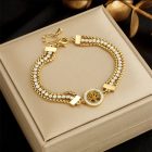 Fashion Women Chain Titanium Steel Diamond Inlay Bracelet Life Tree �29