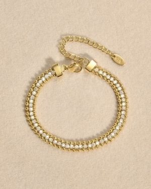 French Style Modern Style Solid Color Stainless Steel Plating Inlay Zircon 18K Gold Plated Bracelet �32 4