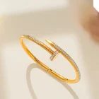 Full Diamond Nail Bracelet 18K Gold Plated Bangle (Gold) 25.00 new