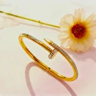 Full Diamond Nail Bracelet 18K Gold Plated Bangle (Gold) 25.00 new