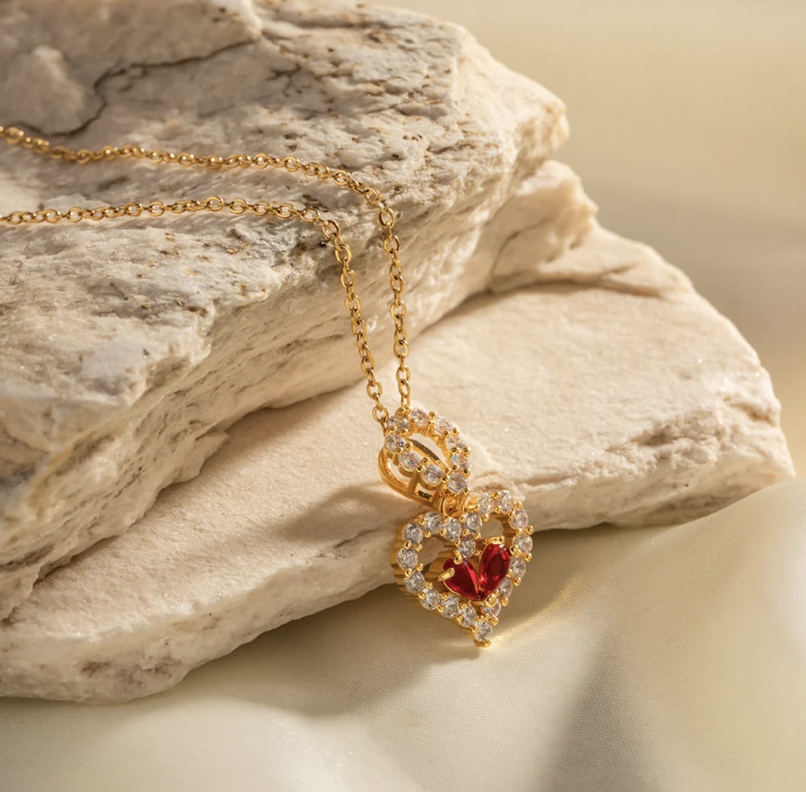 IG Style Heart Geomatics 18K Gold Plated Necklace - Gyencha Kun2