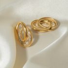 Diamond Line 18K Gold Plated Earrings