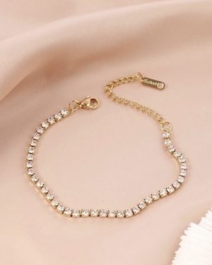 Lady Geometric Stainless Steel Diamond Bracelet 4mm Diamond Bracelet Gold�29
