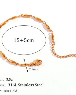 Minimalist Women Stripe 18K Gold Plated Bracelet 155cm�19