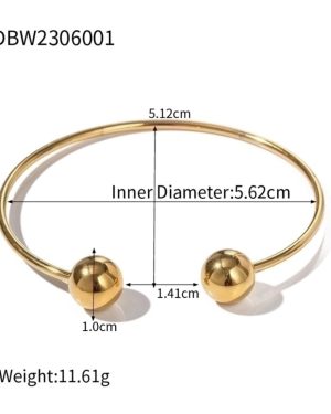 Simple Style Ball Stainless Steel 18K Gold Plated Bangle �23
