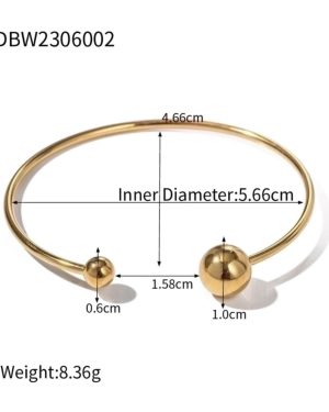 Simple Style Ball Stainless Steel Plating 18K Gold Plated Bangle �23