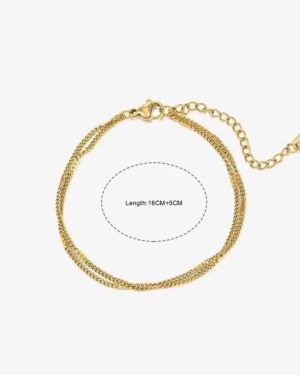 Simple Style Geometric Solid Colour Stainless Steel Double Layer Curb Bracelet Gold �20