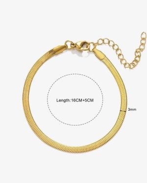 Simple Style Geometric Solid Colour Stainless Steel Snake Bones 3mmGold �18