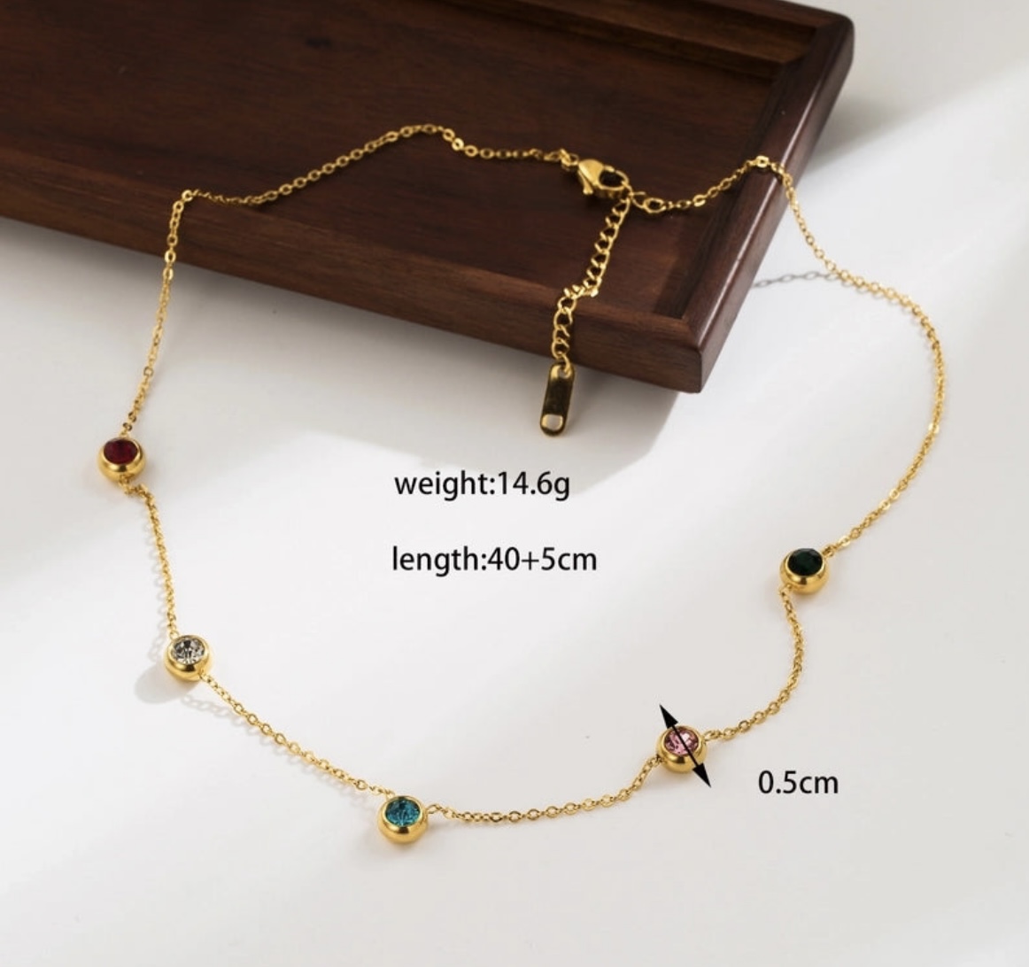 Vintage Simple Style Inlay Zircon 18K Gold Plated Necklace �23