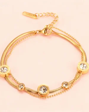 Women Moderate Luxury Circle Stainless Steel Electroplating Bracelet Gold 25.00 new