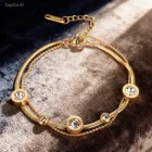 Women Moderate Luxury Circle Stainless Steel Electroplating Bracelet Gold 25.00 new