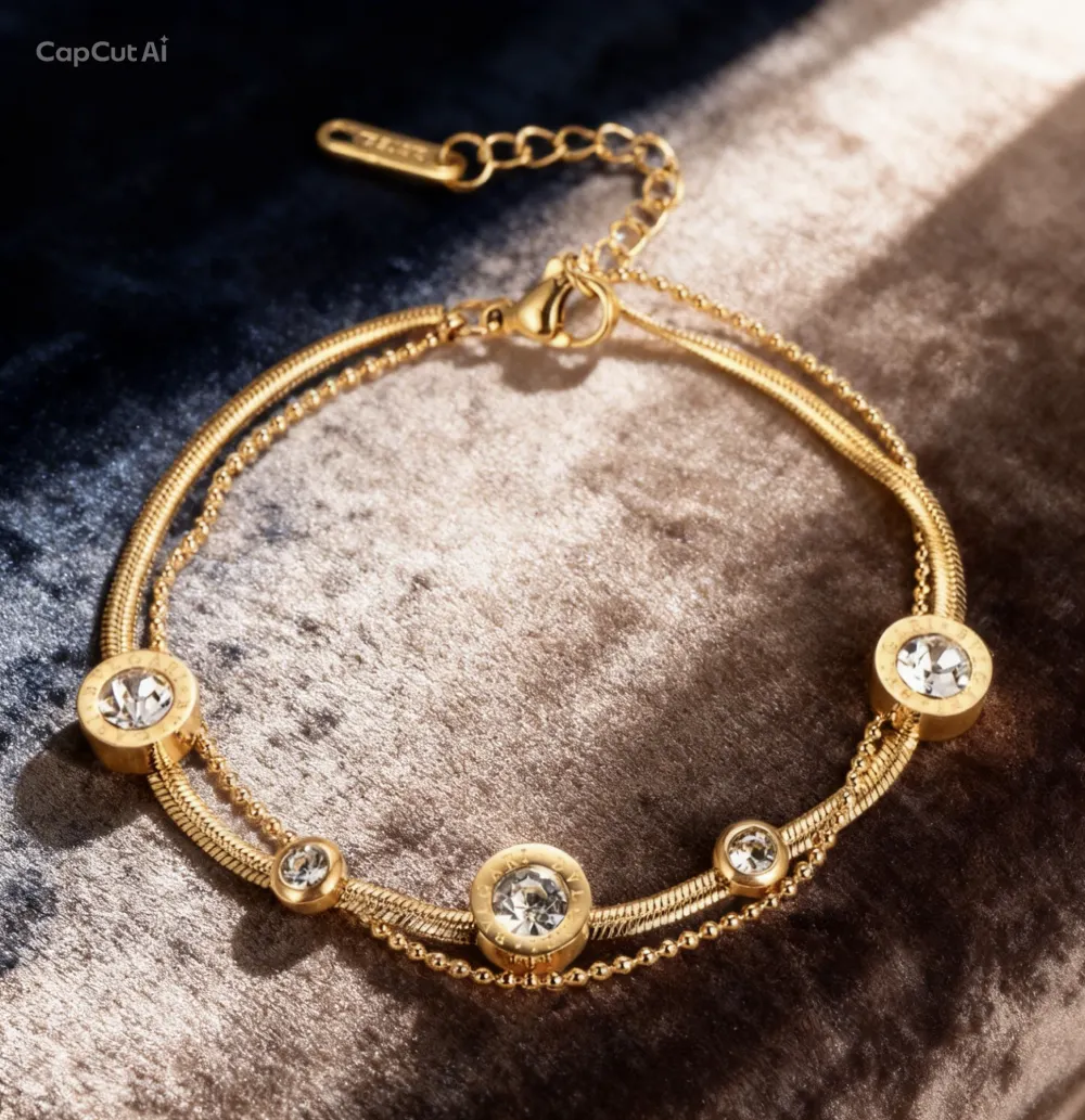Women Moderate Luxury Circle Stainless Steel Electroplating Bracelet Gold 25.00 new