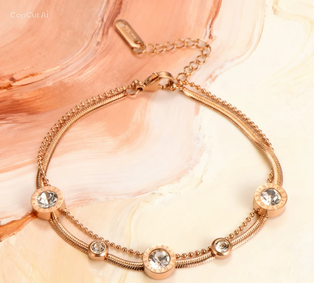 Women Moderate Luxury Circle Stainless Steel Electroplating Bracelet Gold 25.00 new