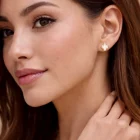 Gold Plating Inlay Zircon Ear Studs 1 Pair 1