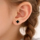 Gold Plating Inlay Zircon Ear Studs 2 Pair 1