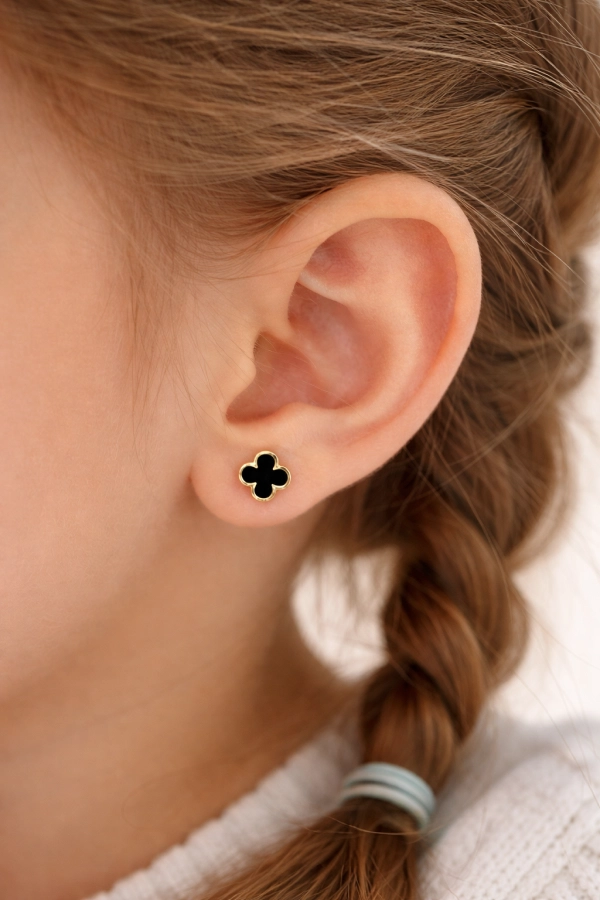 Gold Plating Inlay Zircon Ear Studs 2 Pair 1
