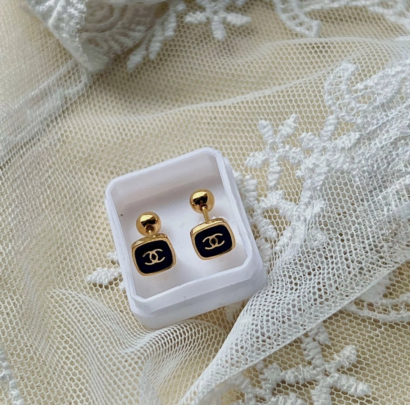 Gold Plating Inlay Zircon Ear Studs 7 Pair 1