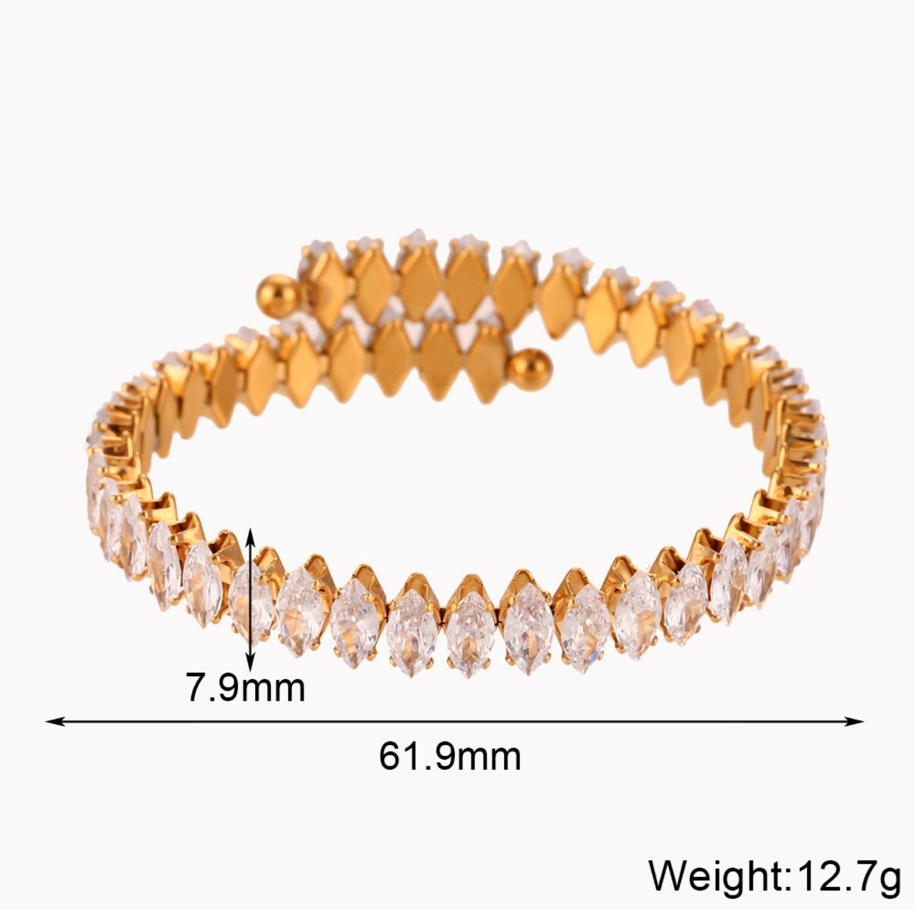 Water Droplets 304 Stainless Steel Zircon 18k Gold Plated Plating Inlay Rings Bracelets 3
