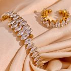 Water Droplets 304 Stainless Steel Zircon 18k Gold Plated Plating Inlay Rings Bracelets 6